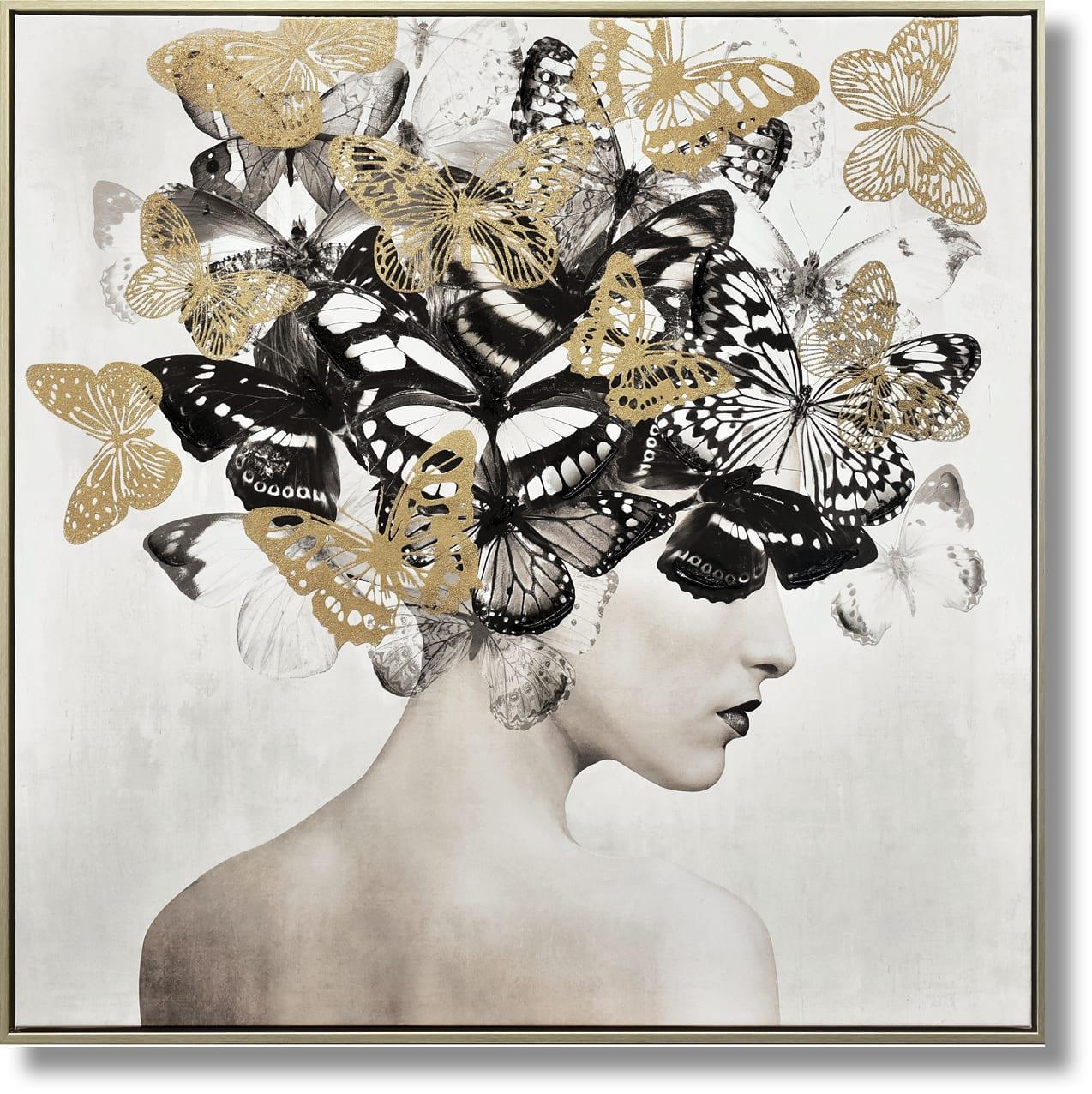Butterfly Muse Portrait - 32" x 32" Framed Wall Art
