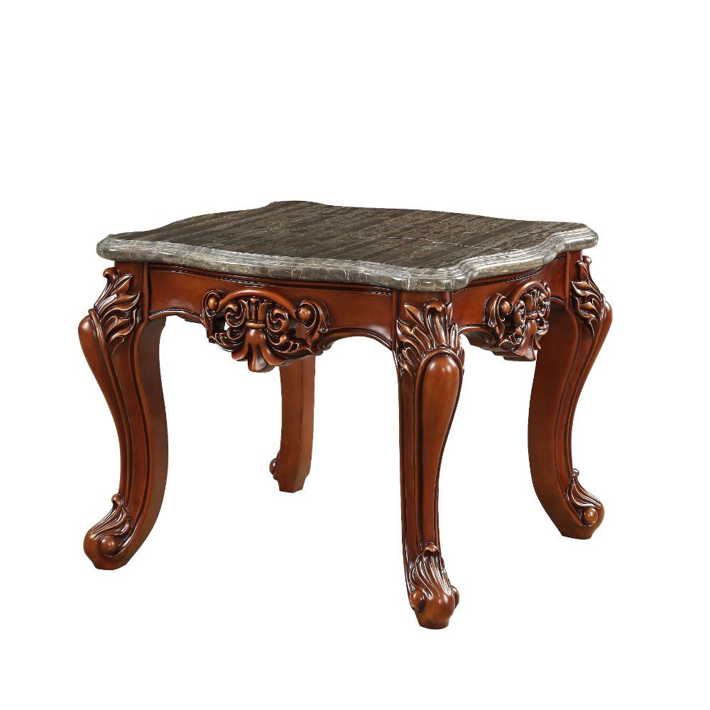 Eustoma - End Table - Marble Top & Walnut
