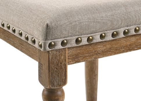 Farsiris - Counter Height Stool (Set of 2) - Beige Fabric & Weathered Oak