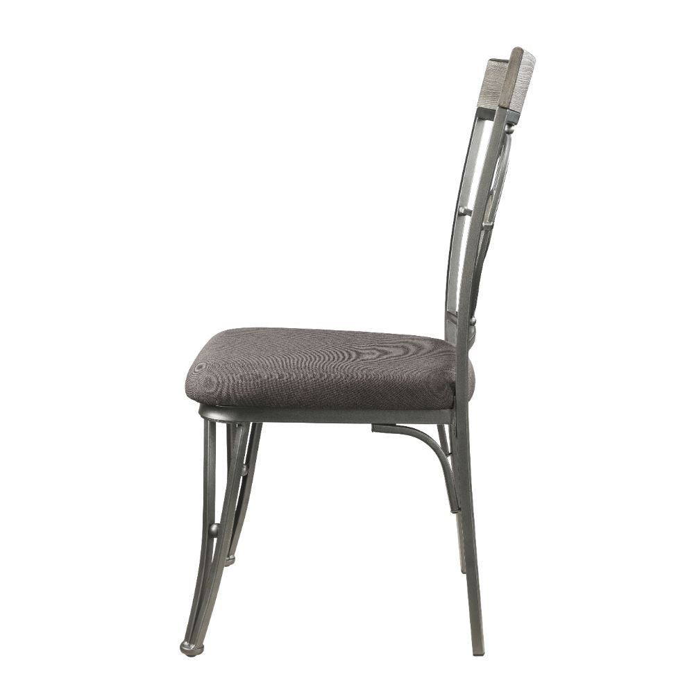 Landis - Side Chair (Set of 2) - Brown Fabric & Gunmetal
