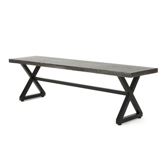 Modern Aluminum Outdoor Dining Bench With X Base