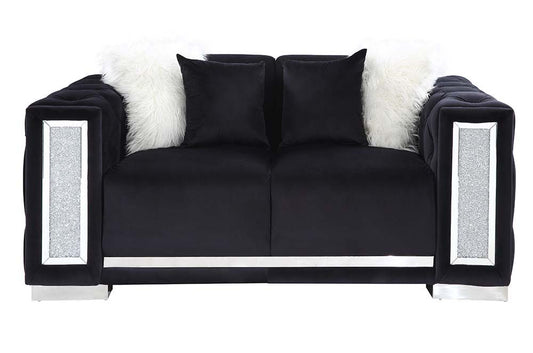 Trislar - Loveseat With 4 Pillows (Same 52526) - Black Velvet