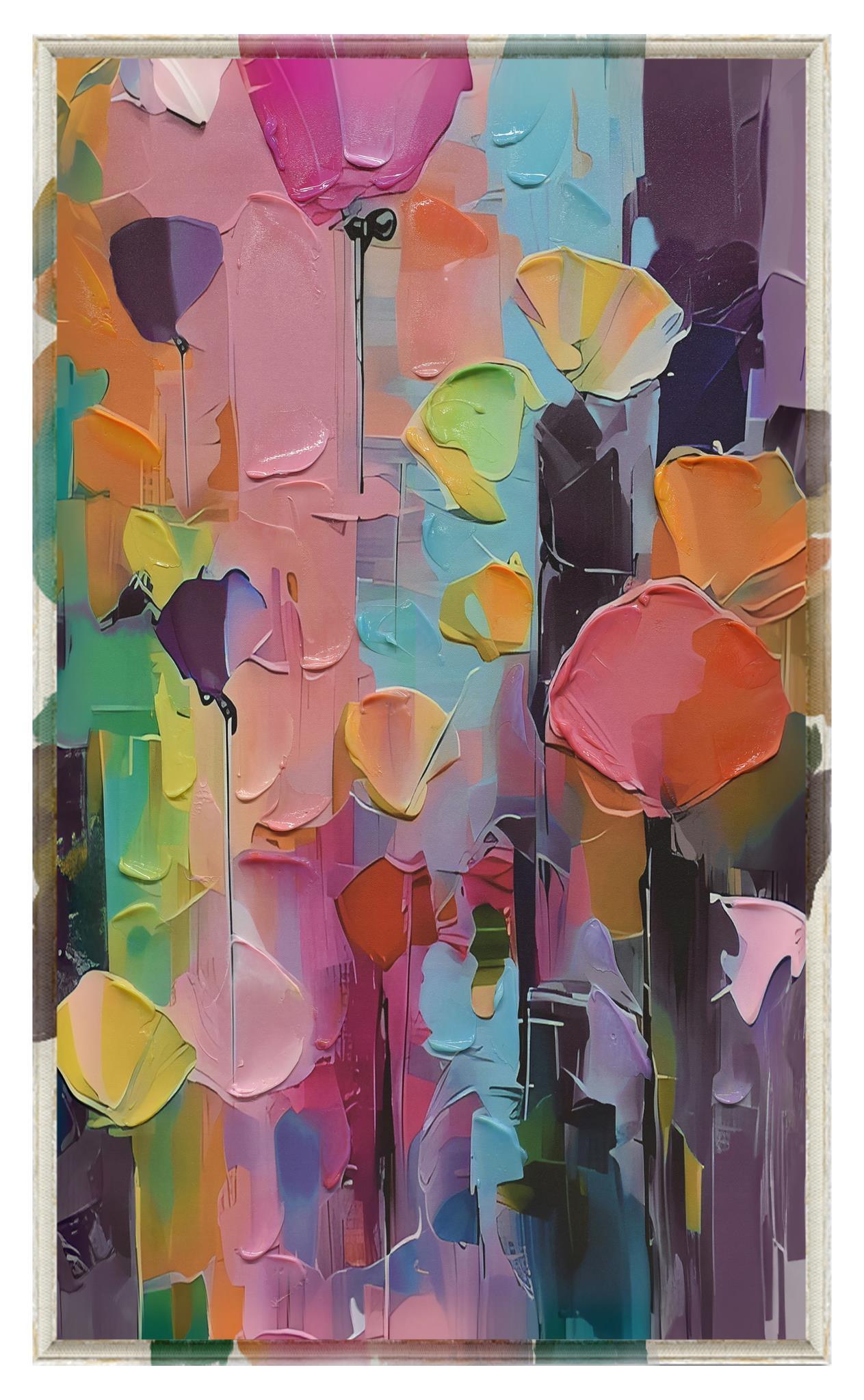 Vivid Petal Drift - 39" x 24" Framed Wall Art