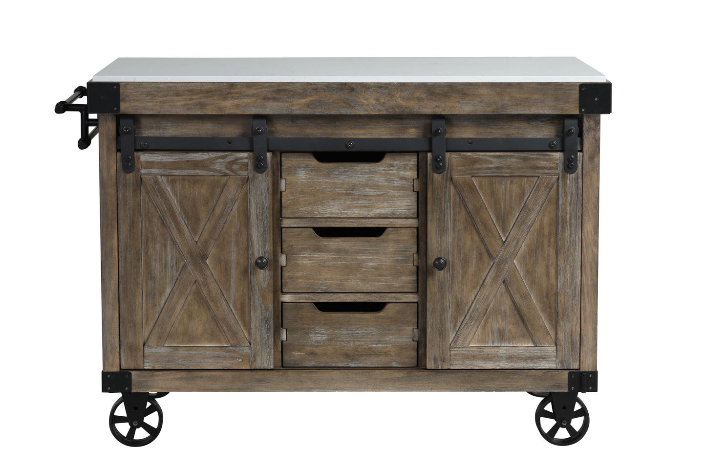 Alforvott - Kitchen Island - Marble Top & Weathered Gray