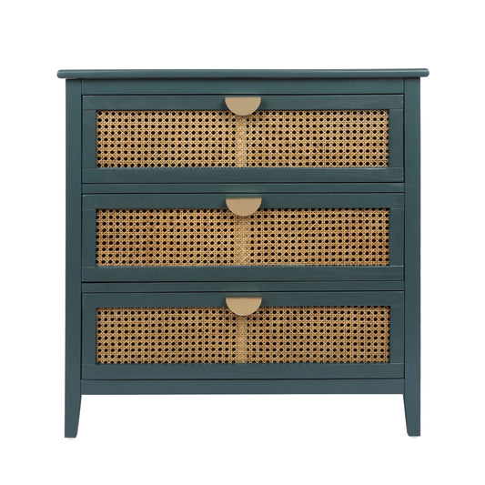 3 Drawer Cabinet, Natural Rattan, American Furniture