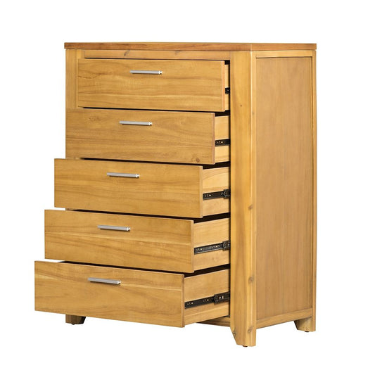 5 Drawer Dresser - Natural Wood / Brown