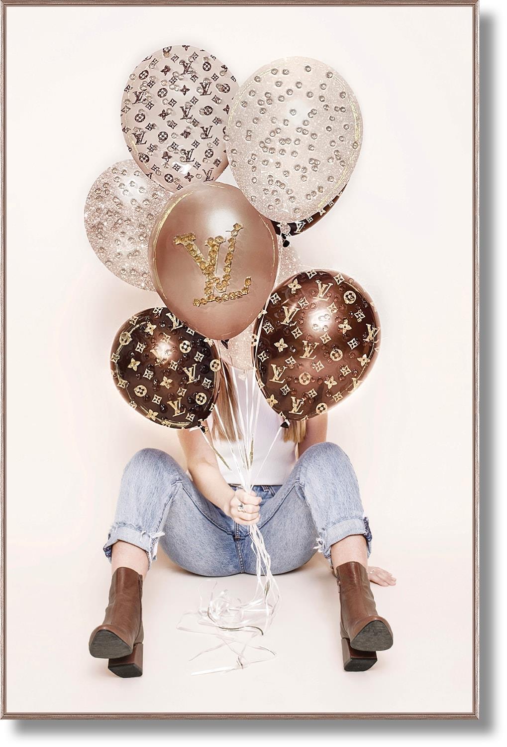 Rose Metallic Balloons - 32" x 47" Framed Wall Art