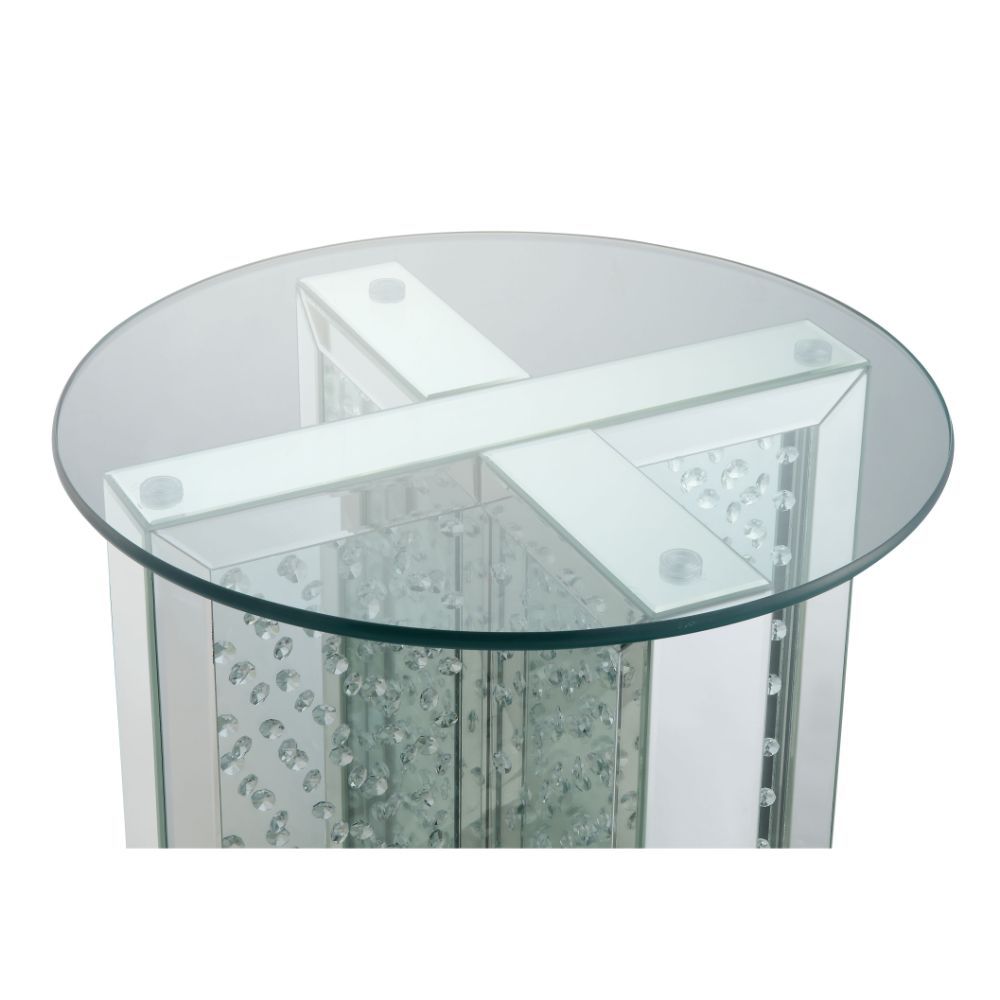 Nysa - 23" End Table - Mirrored & Faux Crystals