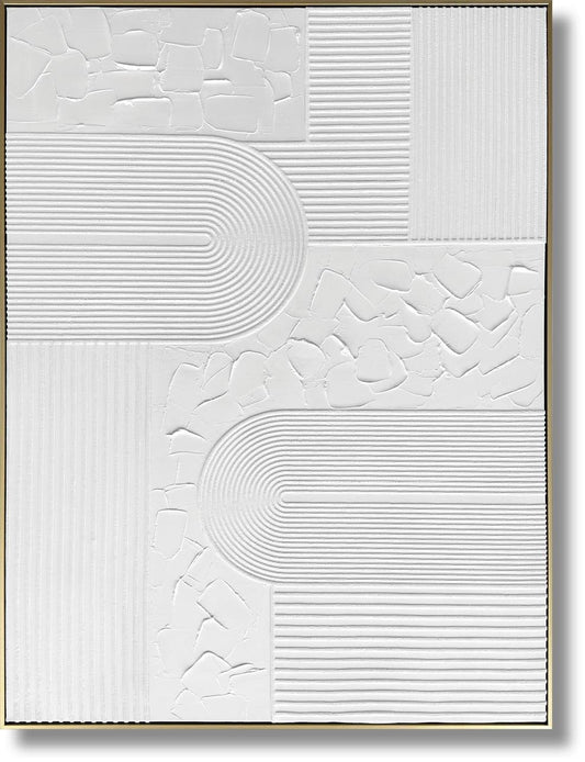 Pristine Linear Relief - 35" x 47" Framed Wall Art