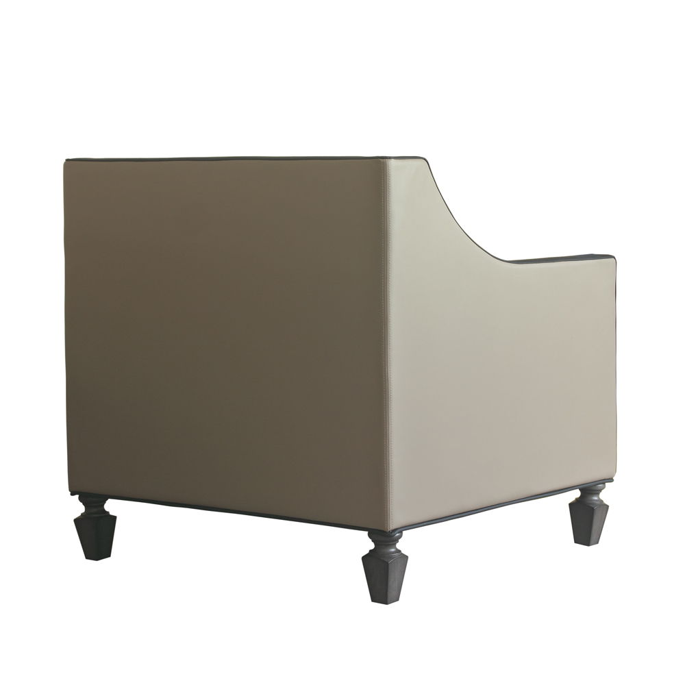 House Beatrice - Chair With Pillow - Tan Synthetic Leather , Black Synthetic Leather & Charcoal