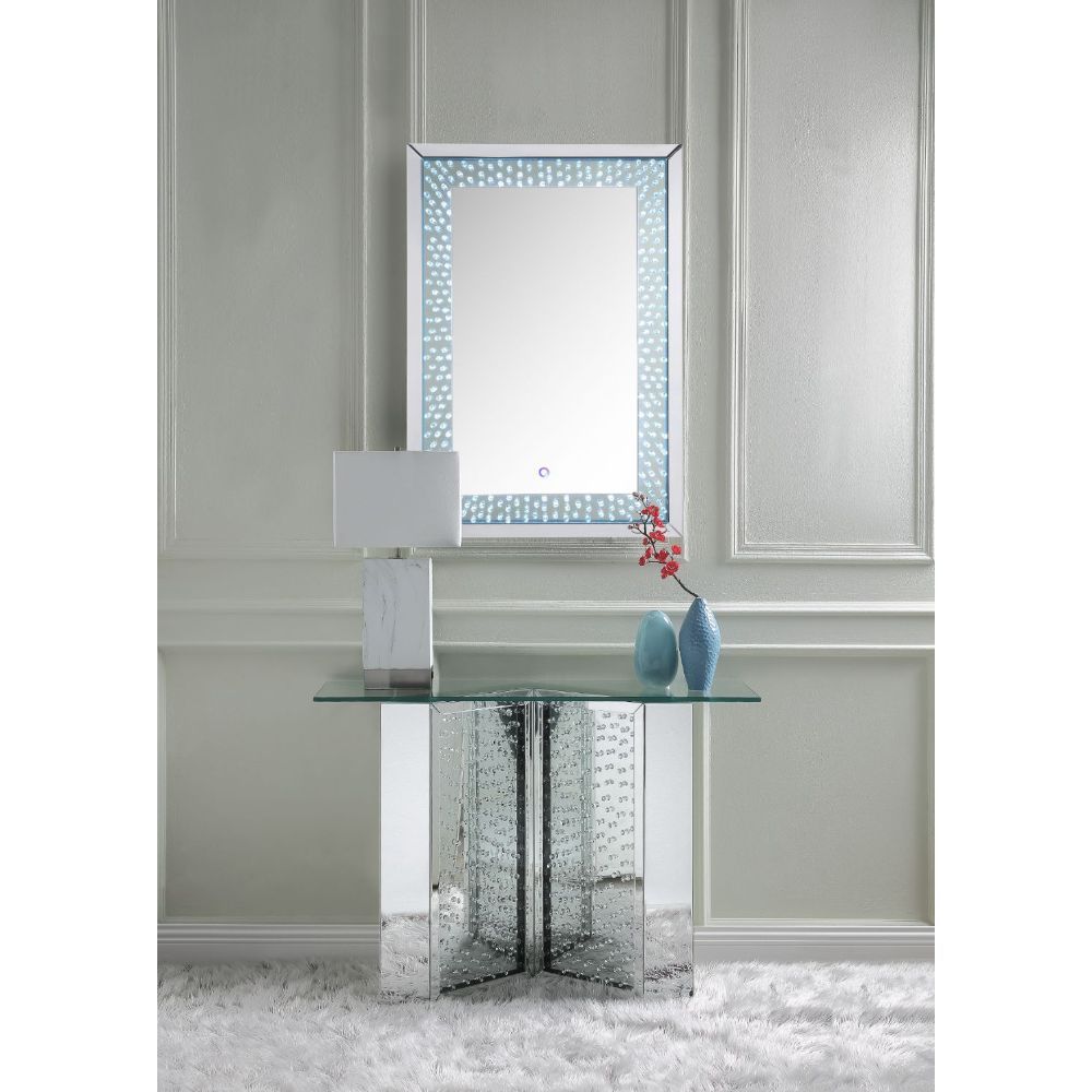 Nysa - 45" X 32" Console Table - Mirrored & Faux Crystals