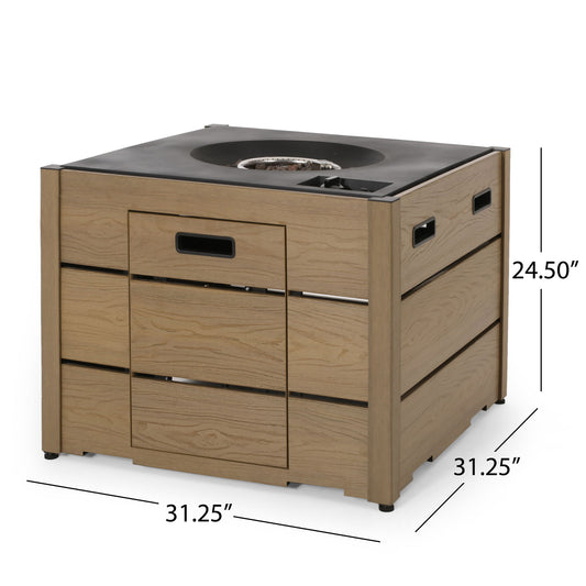 Rustic Style Outdoor Square Propane Fire Pit, 40, 000 Btu