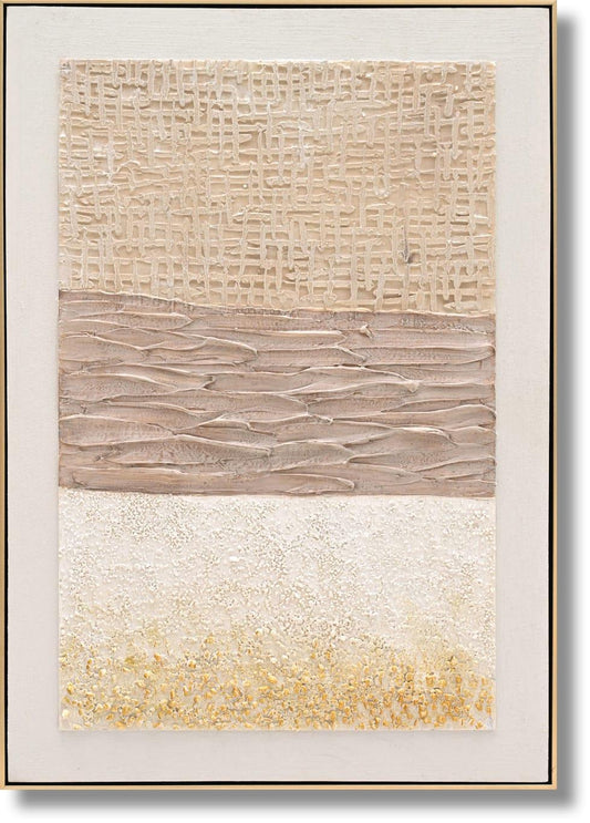 Golden Texture Harmony - 28" x 40" Framed Wall Art