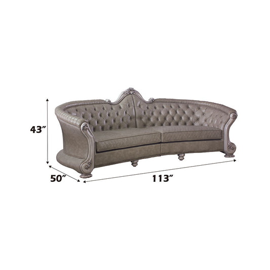 Dresden - 43" Sofa With 5 Pillows - Synthetic Leather & Vintage Bone White