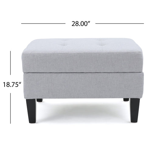 Storage Ottoman With Birch Wood Legs And Cushioned Top For Comfort