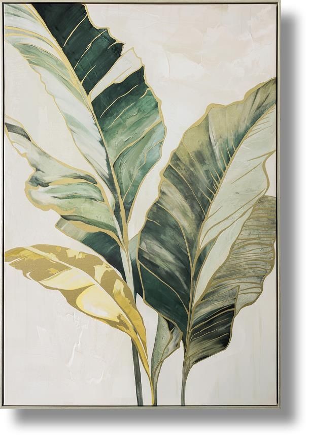 Verdant Gilded Leaves - 33" x 48" Framed Wall Art