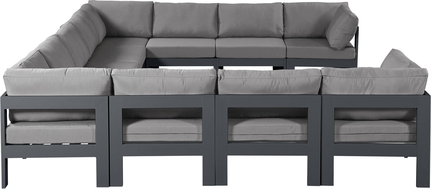 Nizuc - Outdoor Patio 11 Piece Modular Sectional With Gray Frame