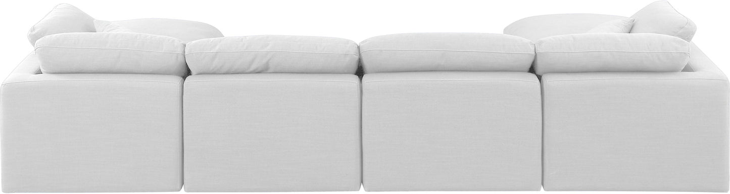 Indulge - Linen 6 Piece Modular Double Chaise Sectional - White