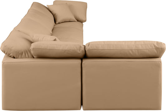Indulge - Faux Leather 5 Piece Modular Sectional - Tan
