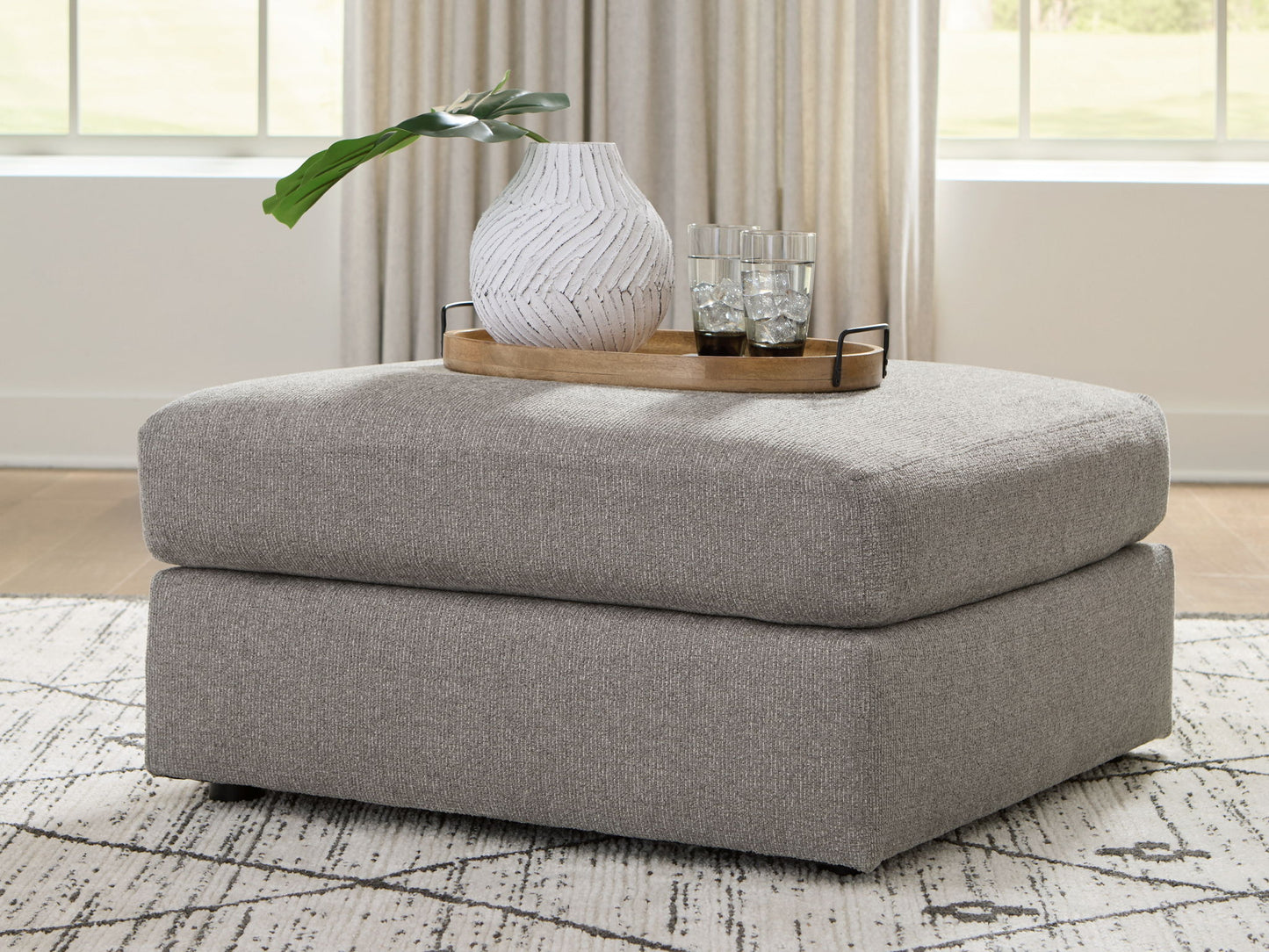 Lindon - Oversized Accent Ottoman - Smoke