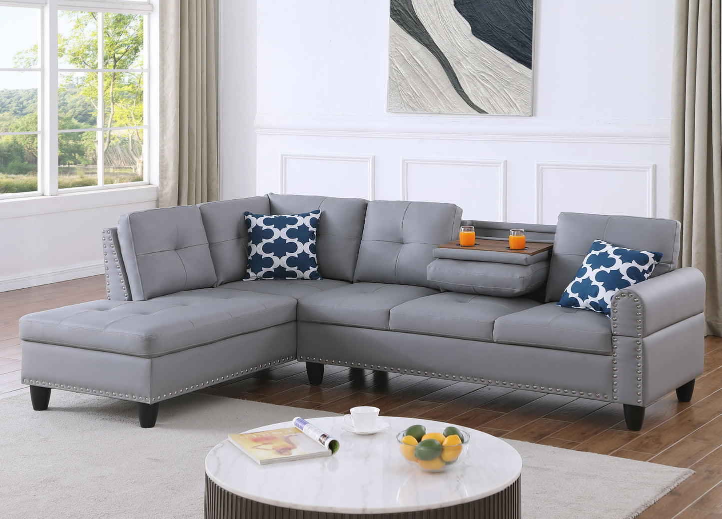 Irine - Sectional Sofa With Ottoman - Gray