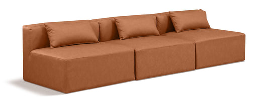Cube - Modular 3 Piece Armless Sofa - Cognac