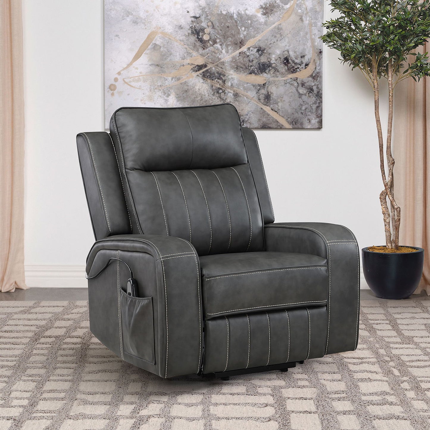 Mckinley - Upholstered Power Lift Recliner Chair With Remote Control - Gray