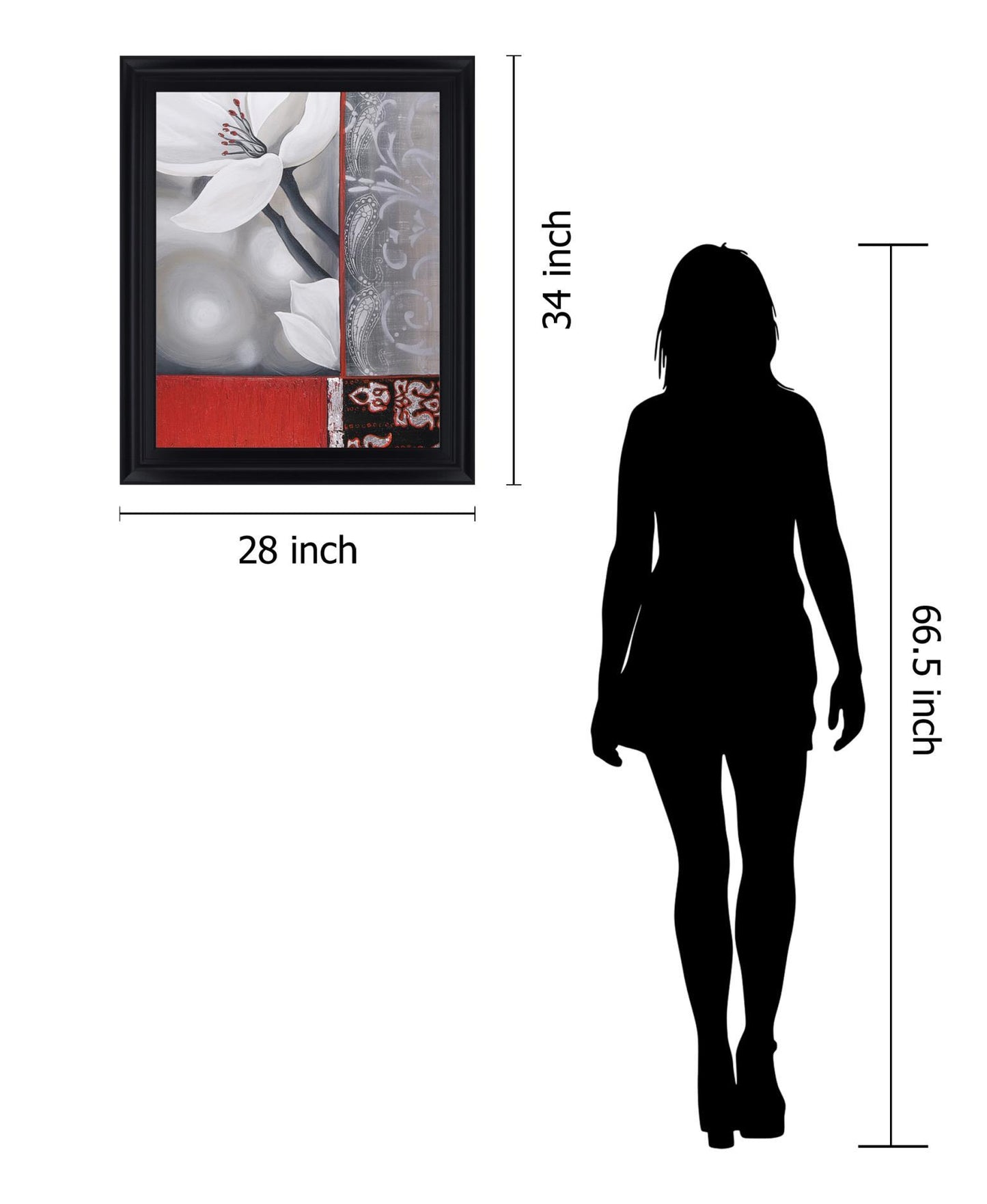 Crimson Petal Fusion - 28" x 34" Framed Wall Art