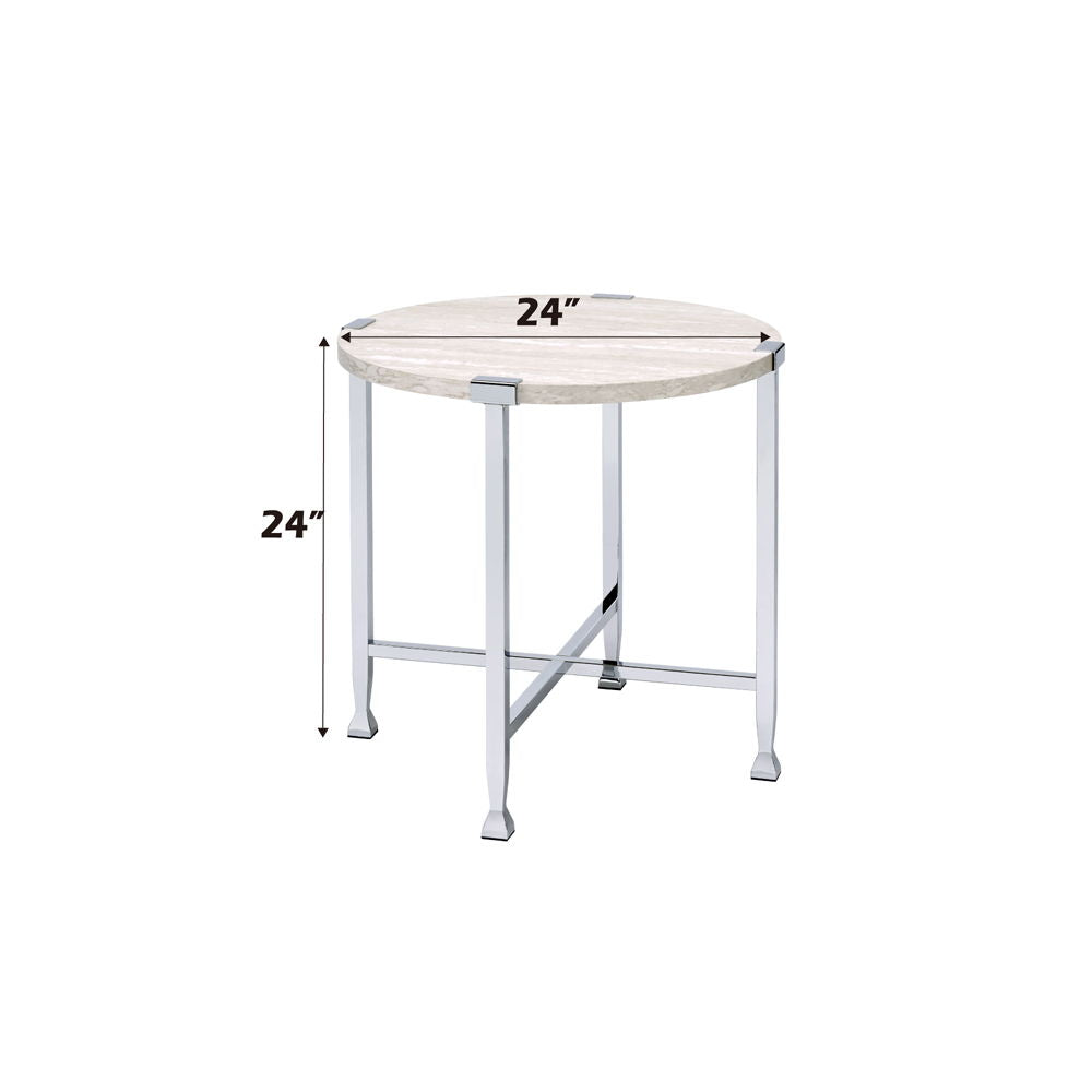 Brecon - End Table - White Oak & Chrome