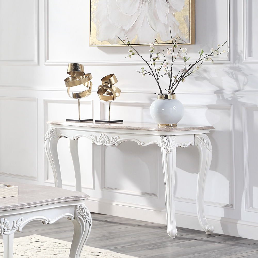 Ciddrenar - Sofa Table - Marble Top & White