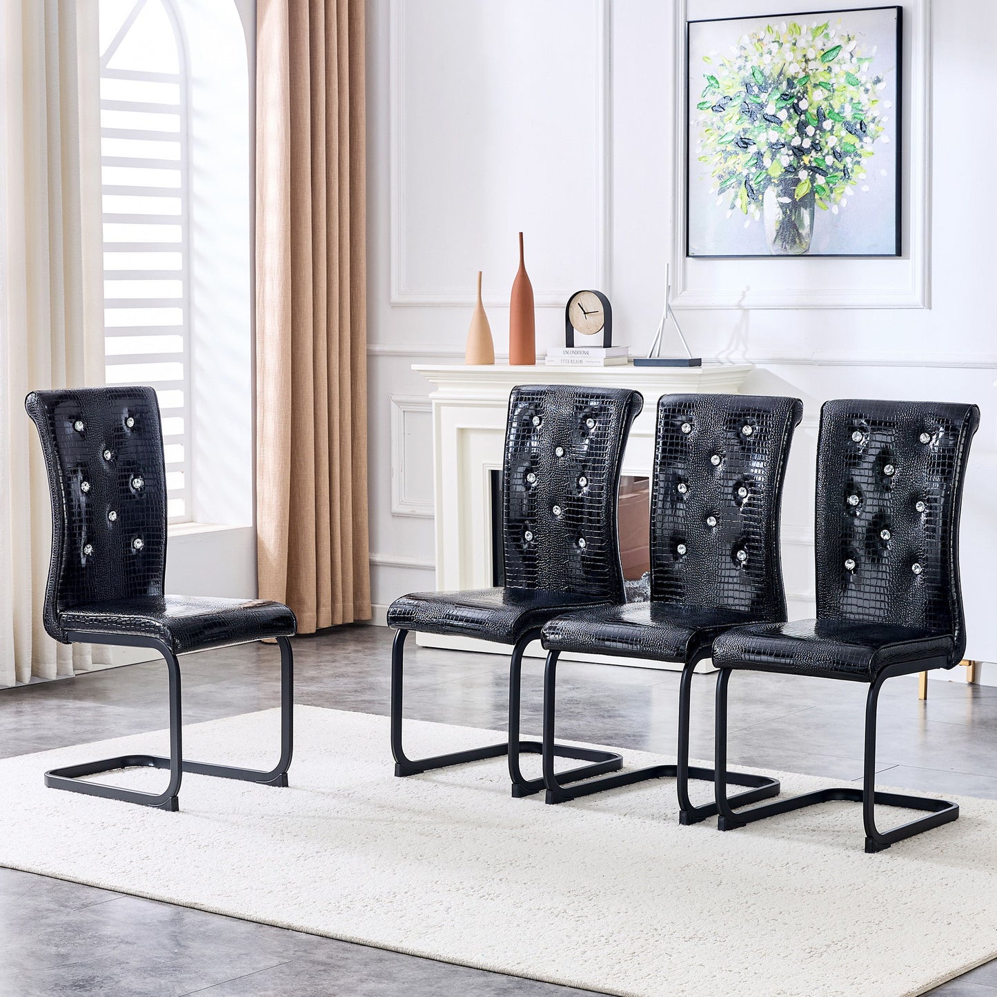 Alligator Skin Upholstered Dining Chairs