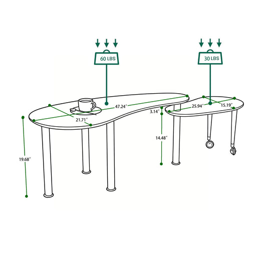 Rotatable Coffee Table With Solid Legs, 360 Degree Swivel, Waterproof - Walnut