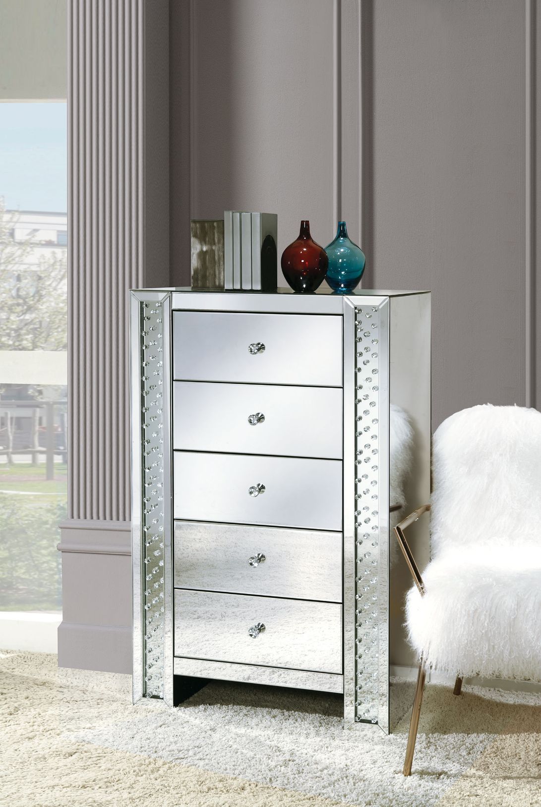 Nysa - Cabinet - Mirrored & Faux Crystals