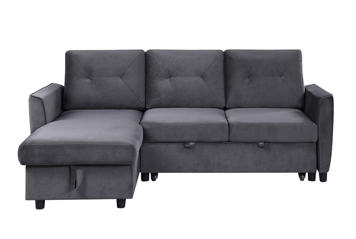 Hudson - Reversible Sleeper Sectional Sofa With Storage Chaise - Dark Gray