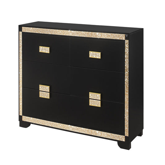 Lively - Dresser With Glitter Detail And Thick Bar Handle Hardware - Black