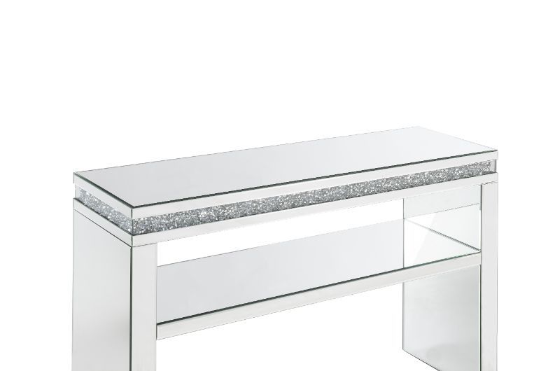 Noralie - 32" Sofa Table - Mirrored & Faux Diamonds