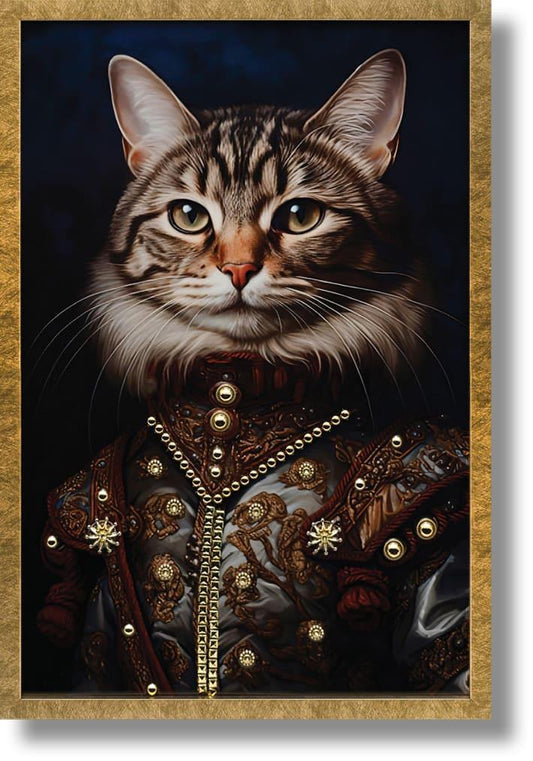 Noble Tabby Portrait - 17" x 25" Framed Wall Art