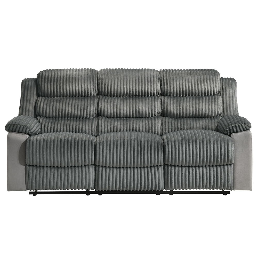 Lesley - Motion Sofa - Gray Corduroy & Velvet