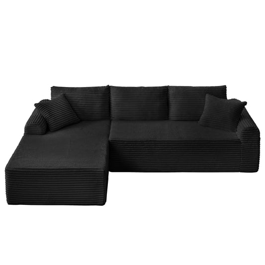 Modular Sectional With Arched Armrests, Includes 3 Back Cushions & 2 Throw Pillows