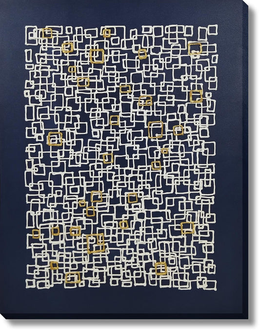 Golden Maze Grid - 36" x 48" Framed Wall Art