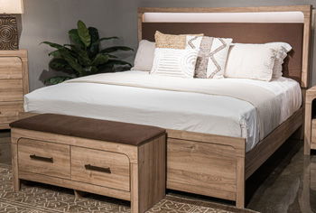 Kinlanni - Queen Upholstered Panel Headboard - Tan / Brown