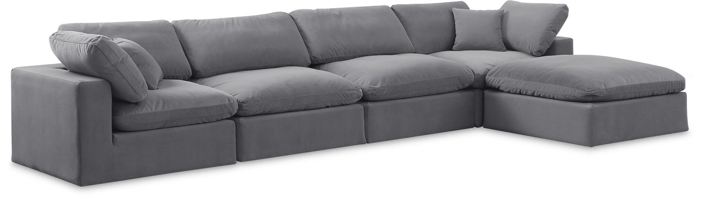 Comfy - 5 Piece Velvet Modular Sectional With Chaise