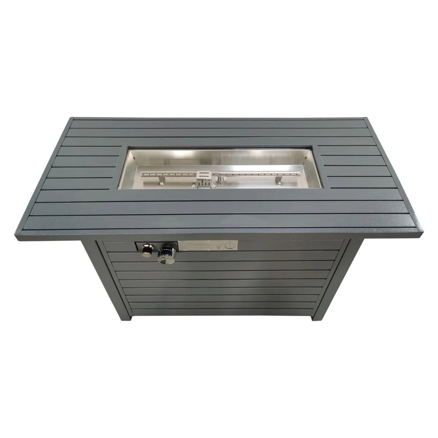 Outdoor Gas Fire Pit Table With Durable Construction And Lid - Gray