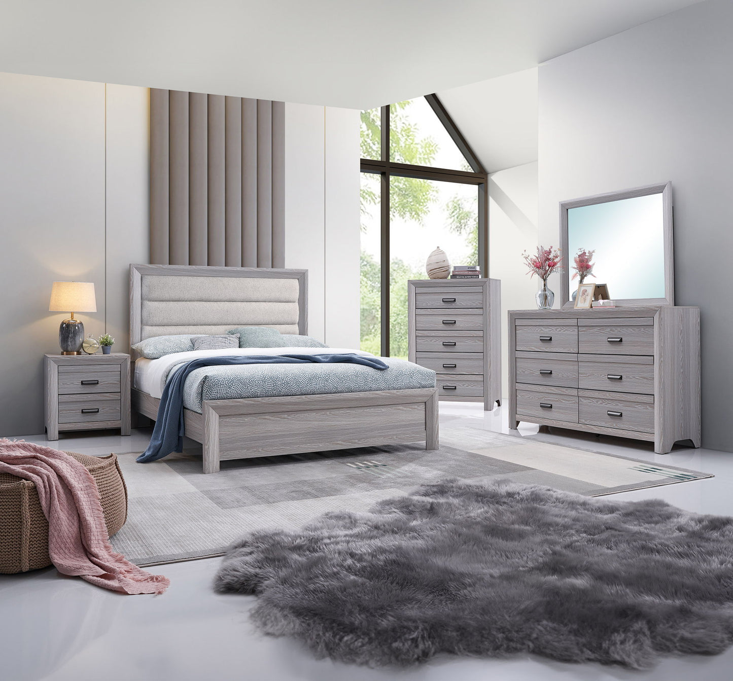 Adelaide - Upholstered Queen Bed - Drift Wood
