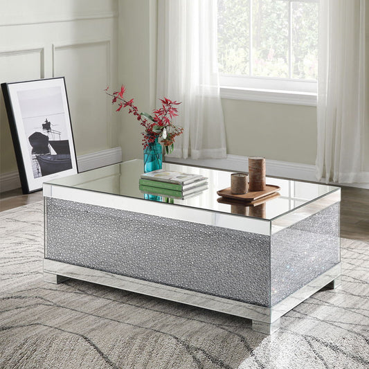 Mallika - Coffee Table - Mirrored & Faux Round Crystals