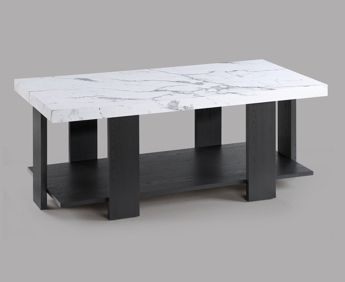 Boris - 3 Piece Faux Marble Cocktail Set - Black / White