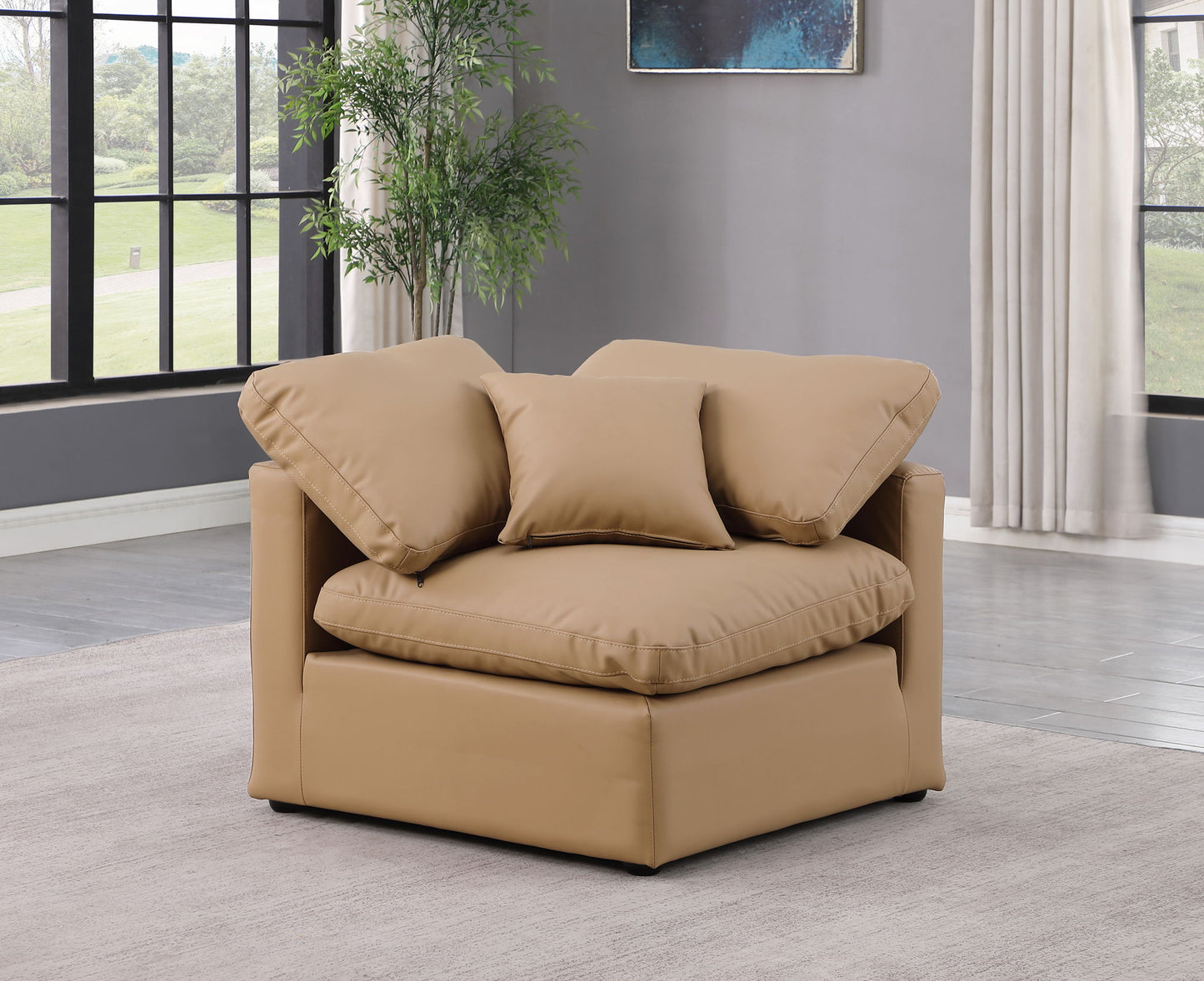 Indulge - Faux Leather Corner Chair - Tan