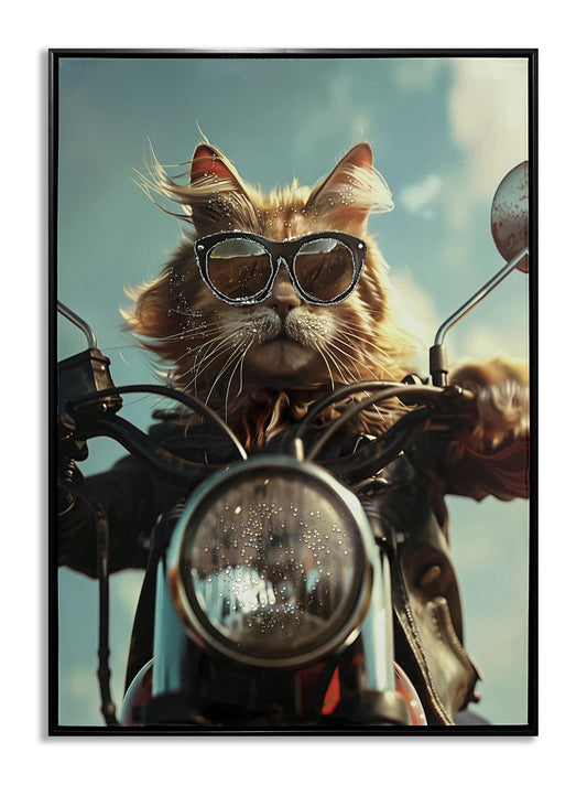 Wind Rider Cat - 21" x 29" Framed Wall Art