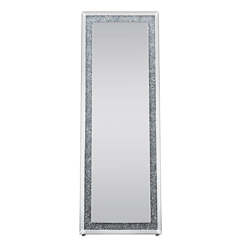 Noralie - 63" X 22" Floor Mirror - Mirrored & Faux Diamonds