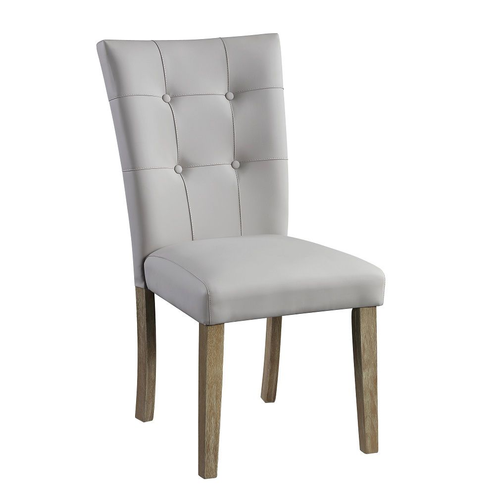 Charnell - Side Chair (Set of 2) - Gray Synthetic Leather & Oak